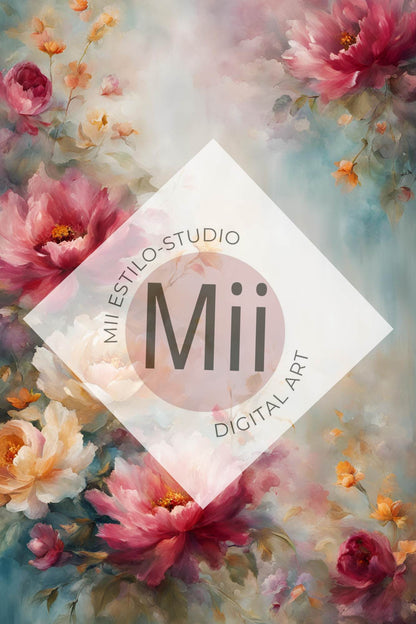 Abruzzo Flower Handcrafted Canvas Style Digital Backdrops, Maternity Photoshoot Backgrounds, Flower Texture Overlays, Flower Fine Art Backdrop Designs, Photoshop Overlay Textures - Mii - Estilo