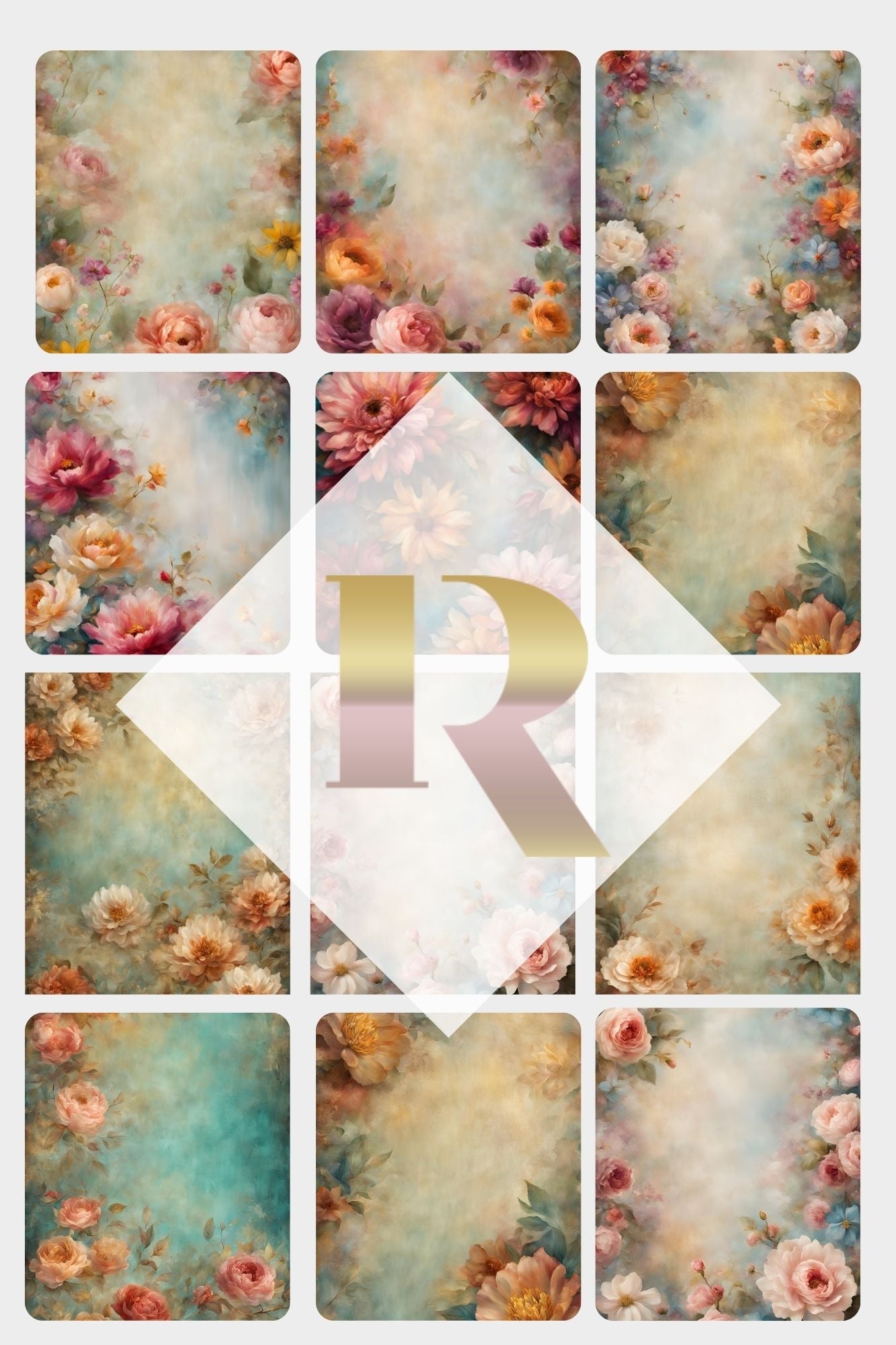 Abruzzo Flower Handcrafted Canvas Style Digital Backdrops, Maternity Photoshoot Backgrounds, Flower Texture Overlays, Flower Fine Art Backdrop Designs, Photoshop Overlay Textures - Mii - Estilo