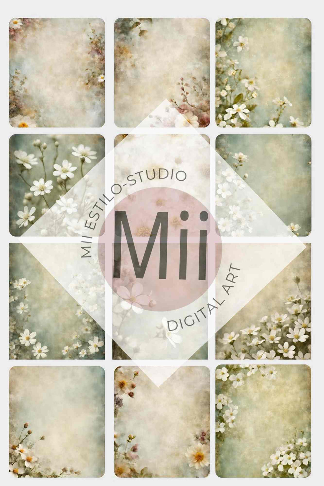 Altheda Flower Handcrafted Canvas Style Digital Backdrops, Maternity Photoshoot Backgrounds, Flower Texture Overlays, Flower Fine Art Backdrop Designs, Photoshop Overlay Textures - Mii - Estilo