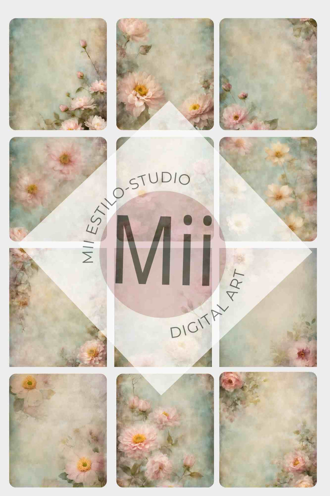 Alyssa Flower Handcrafted Canvas Style Digital Backdrops, Maternity Photoshoot Backgrounds, Flower Texture Overlays, Flower Fine Art Backdrop Designs, Photoshop Overlay Textures - Mii - Estilo