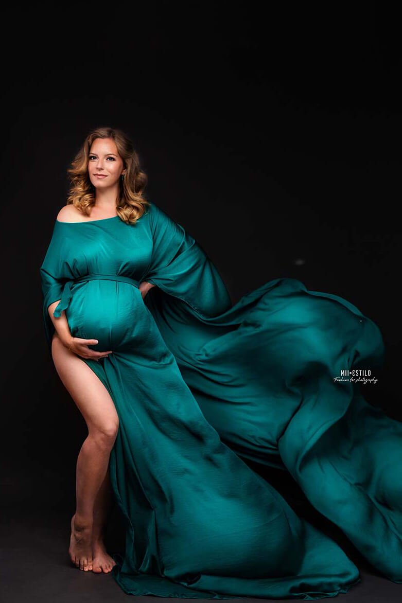 Amina Maternity Cape - Emerald (Silky) - Mii - Estilo