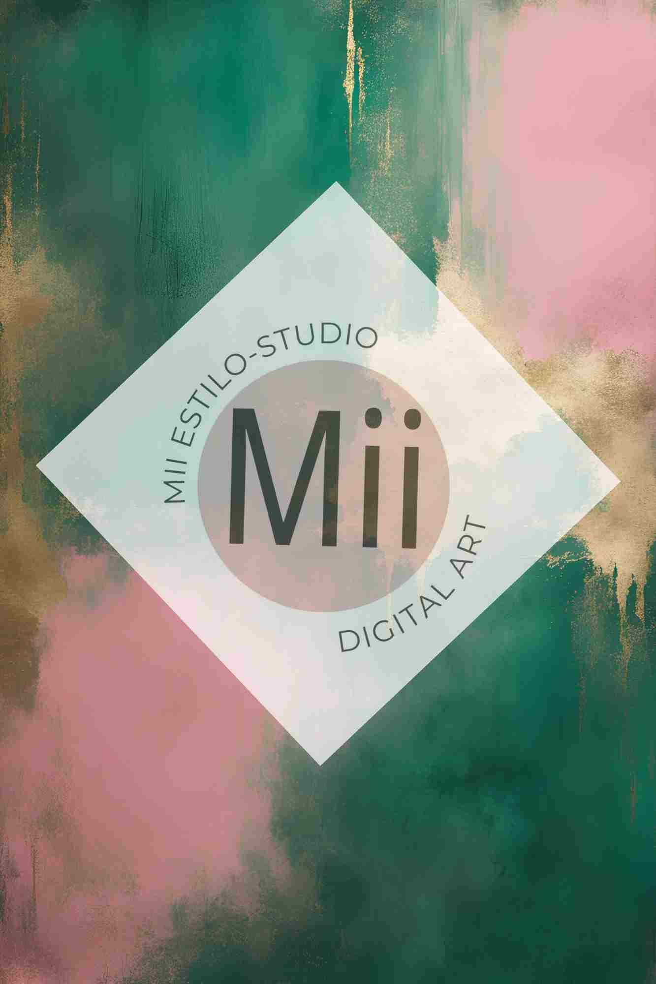 Amira Luxury Abstract Digital Backdrop – Green, Pink &amp; Gold Textured Background for Photoshop - Mii - Estilo