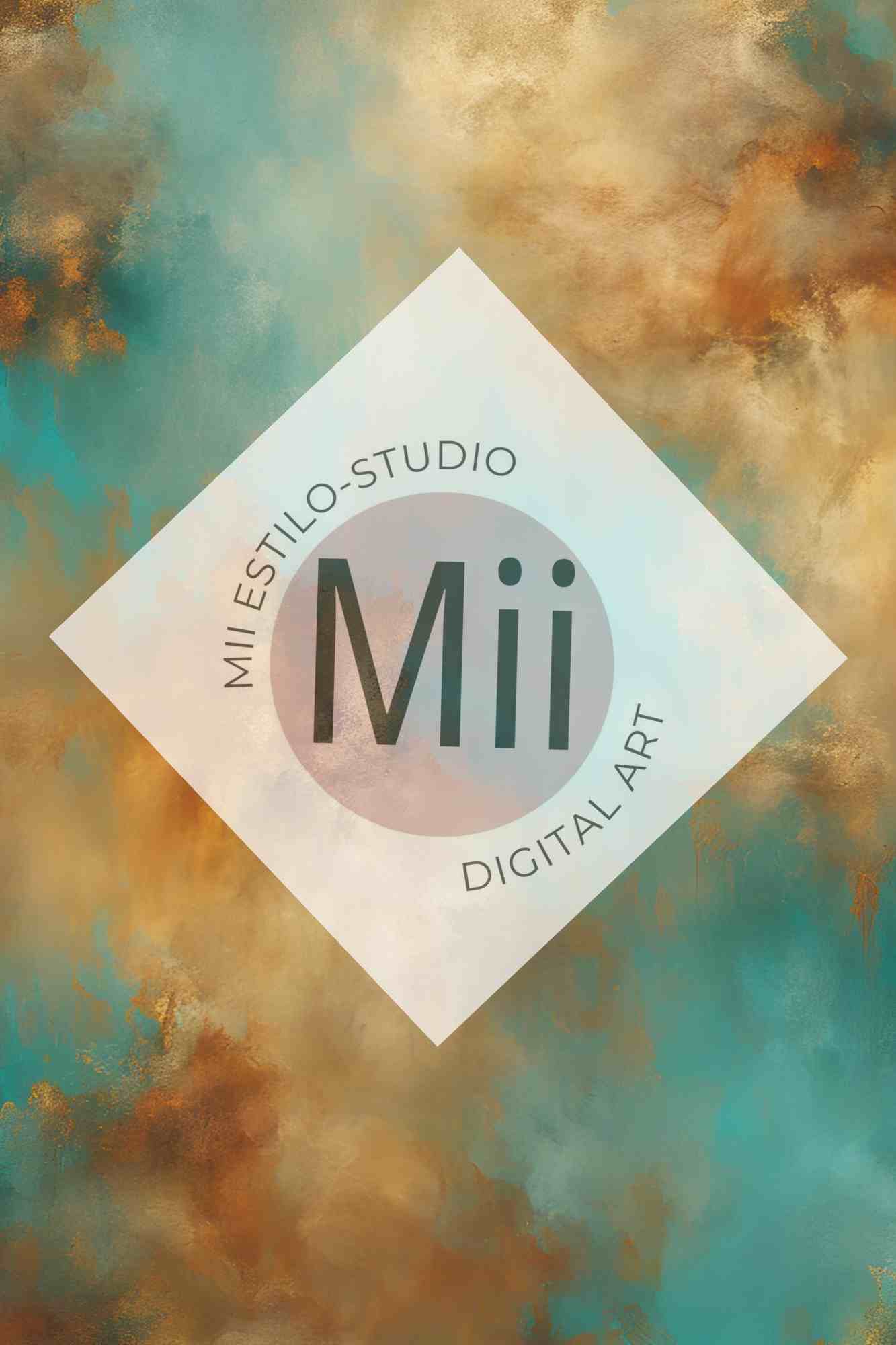 Astratia Luxury Abstract Digital Backdrop – Soft Gold, Turquoise &amp; Warm Tones for Photography &amp; Photoshop - Mii - Estilo