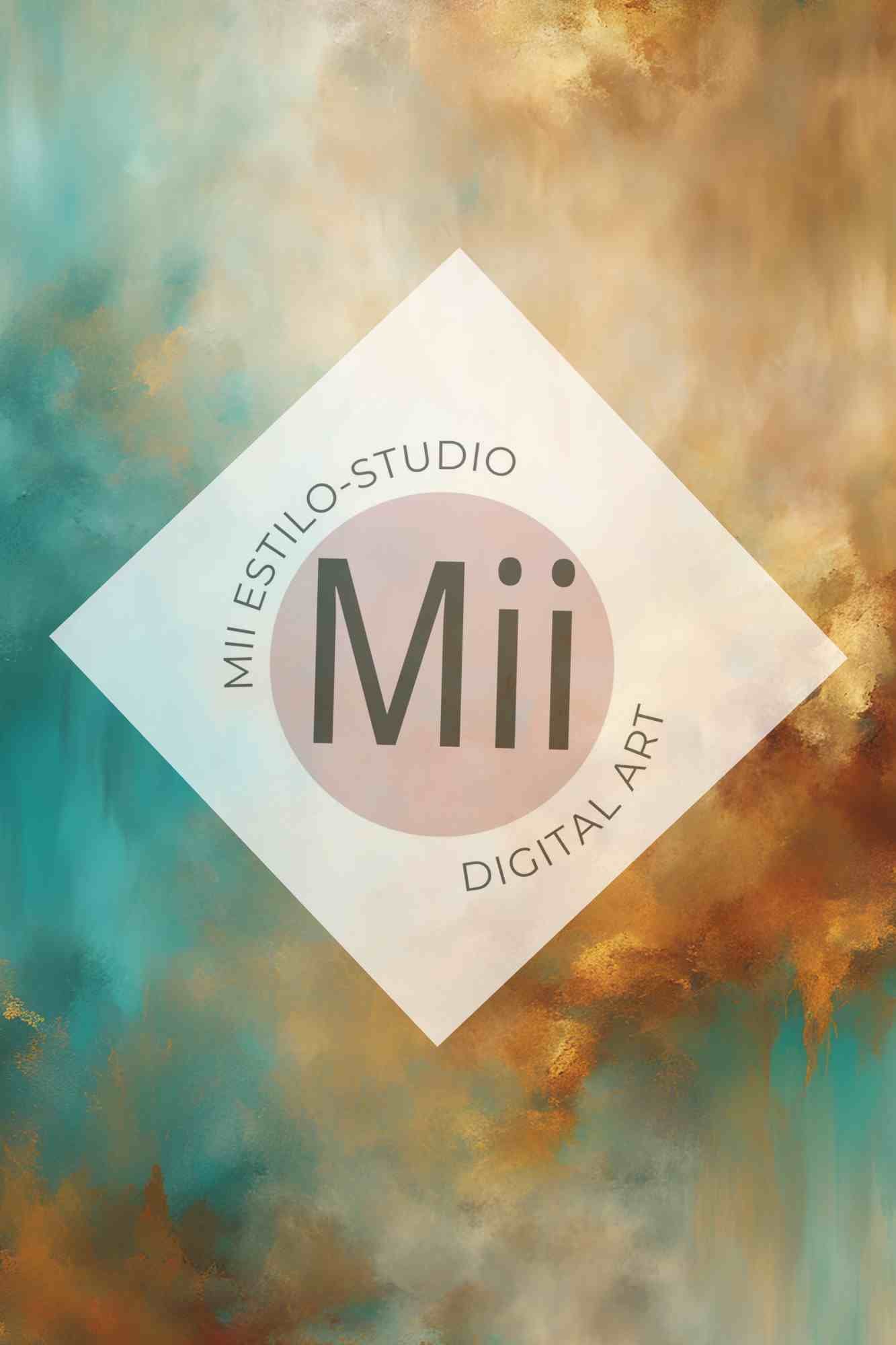 Astratia Luxury Abstract Digital Backdrop – Soft Gold, Turquoise &amp; Warm Tones for Photography &amp; Photoshop - Mii - Estilo