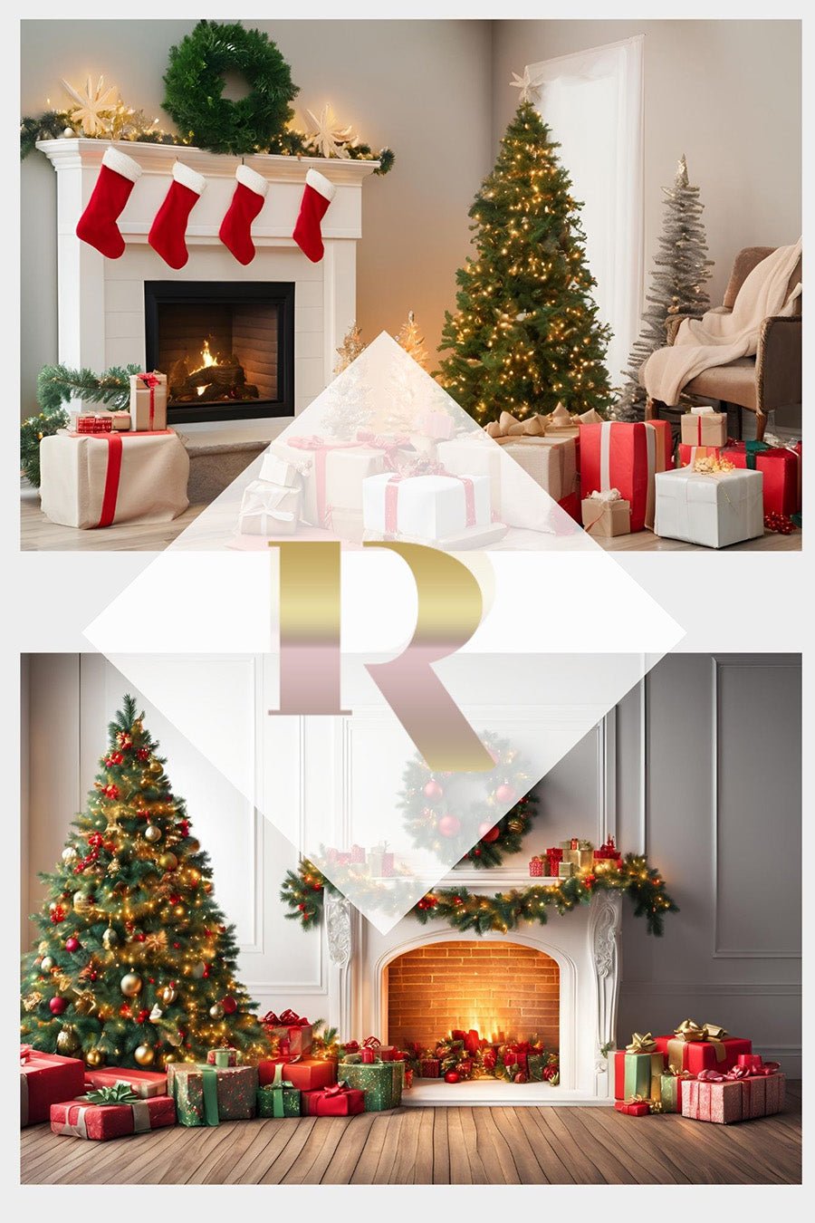 Christmas Fireplace 12 Digital backdrop Photoshop - Isabell R Photography - Mii - Estilo