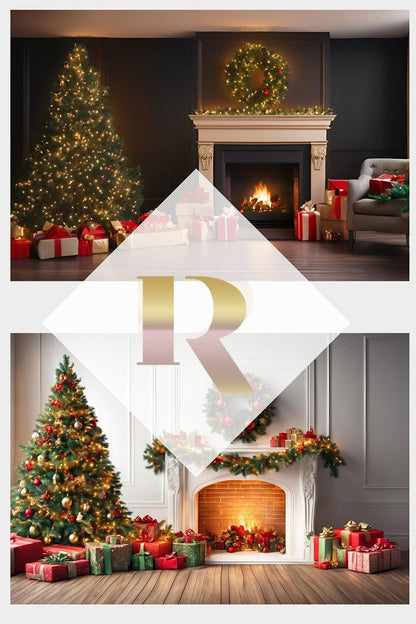 Christmas Fireplace 12 Digital backdrop Photoshop - Isabell R Photography - Mii - Estilo