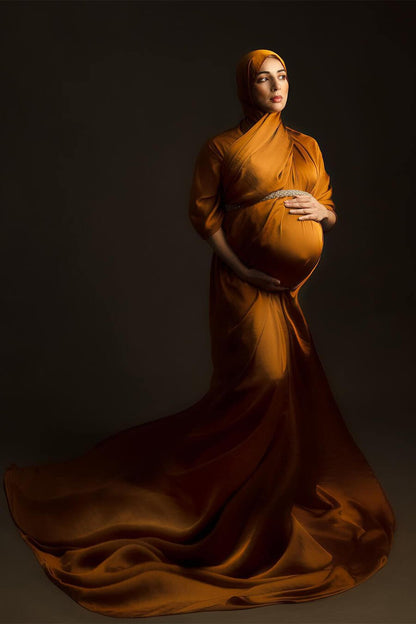 Convallaria Maternity Dress - Cognac - Mii-Estilo.com