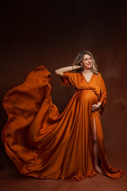 Convallaria Maternity Dress - Cognac - Mii-Estilo.com