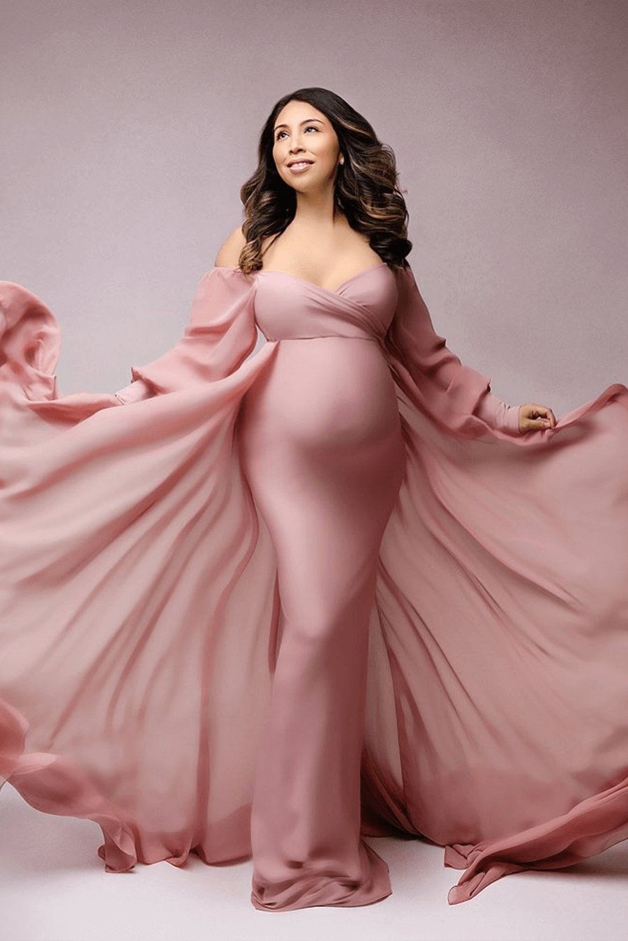 Pink silk outlet maternity dress